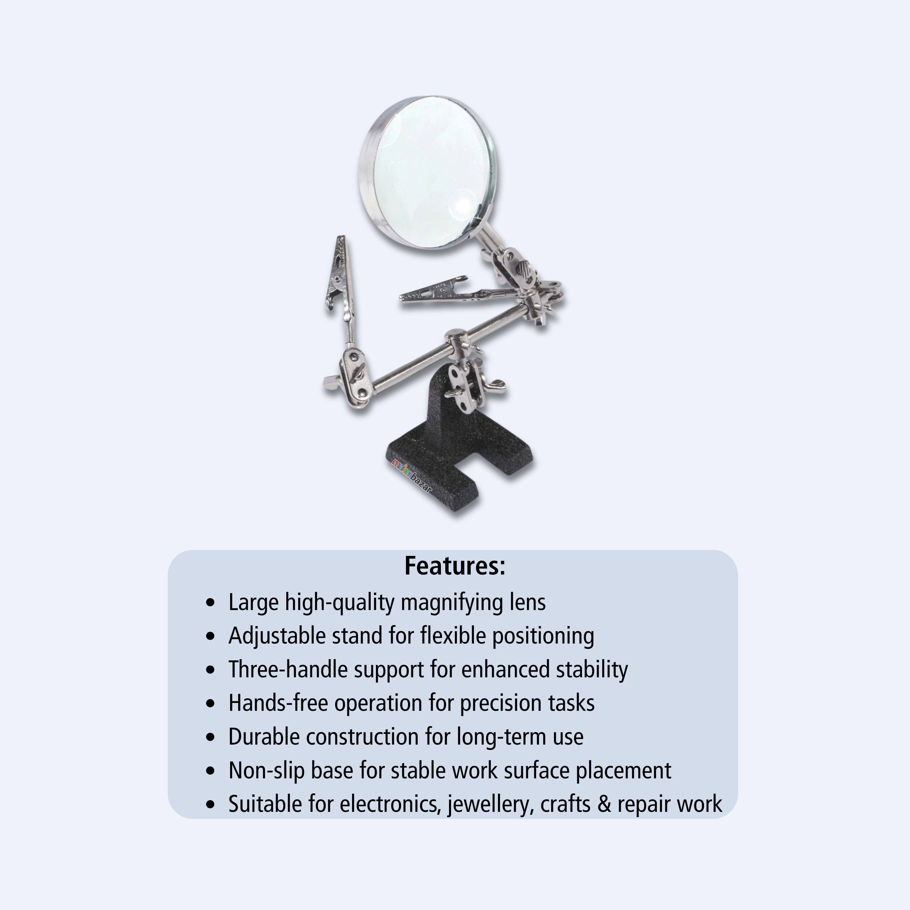 Helping Hands Magnifier Stand with Dual Adjustable Alligator Clips