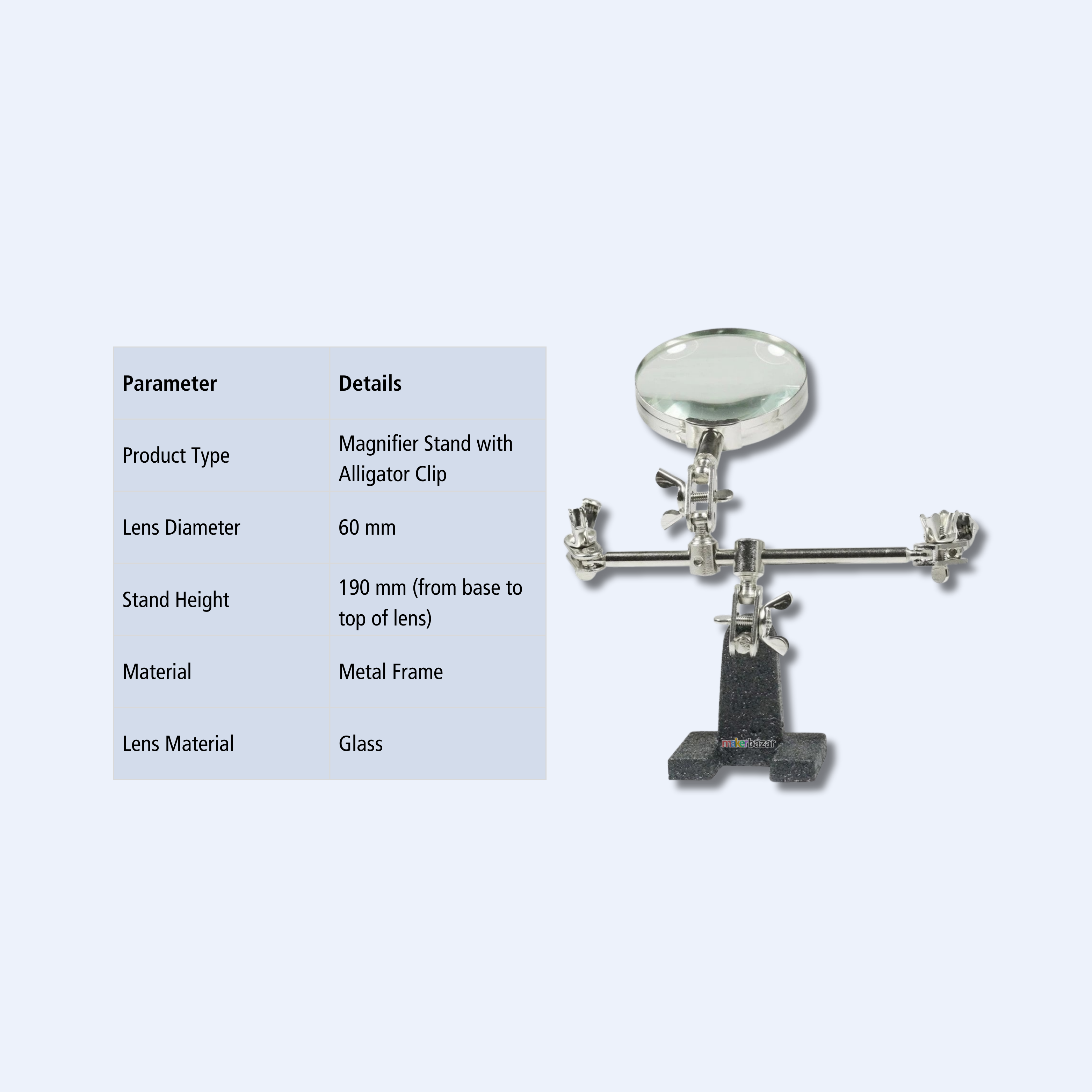 Helping Hands Magnifier Stand with Dual Adjustable Alligator Clips