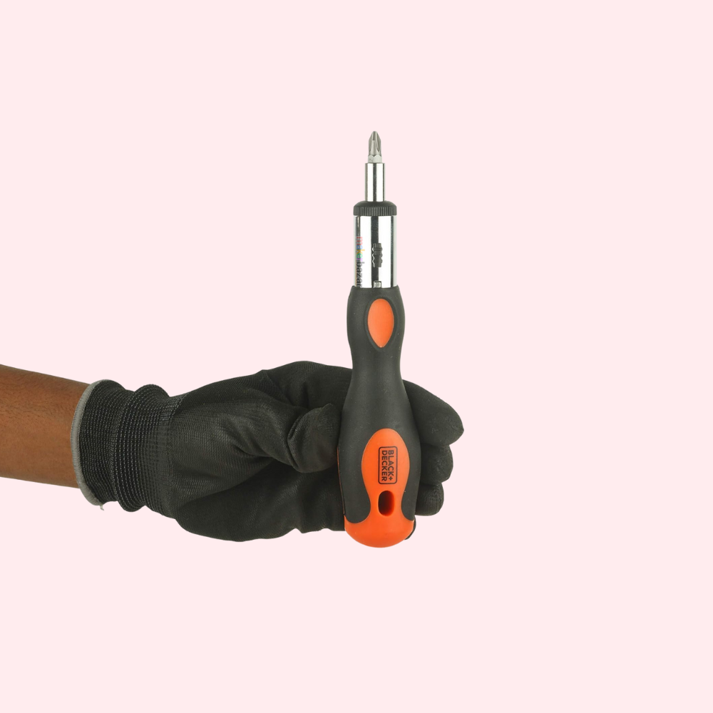 Black+Decker BDHT68127 10-in-1 Ratchet Handle Screwdriver Set – Multi-Bit Alloy Steel Precision Tool