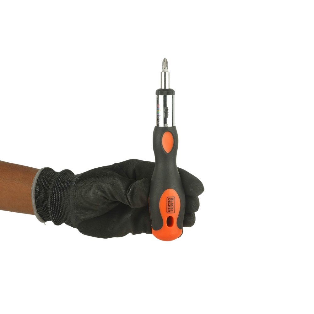 Black+Decker BDHT68127 10-in-1 Ratchet Handle Screwdriver Set – Multi-Bit Alloy Steel Precision Tool