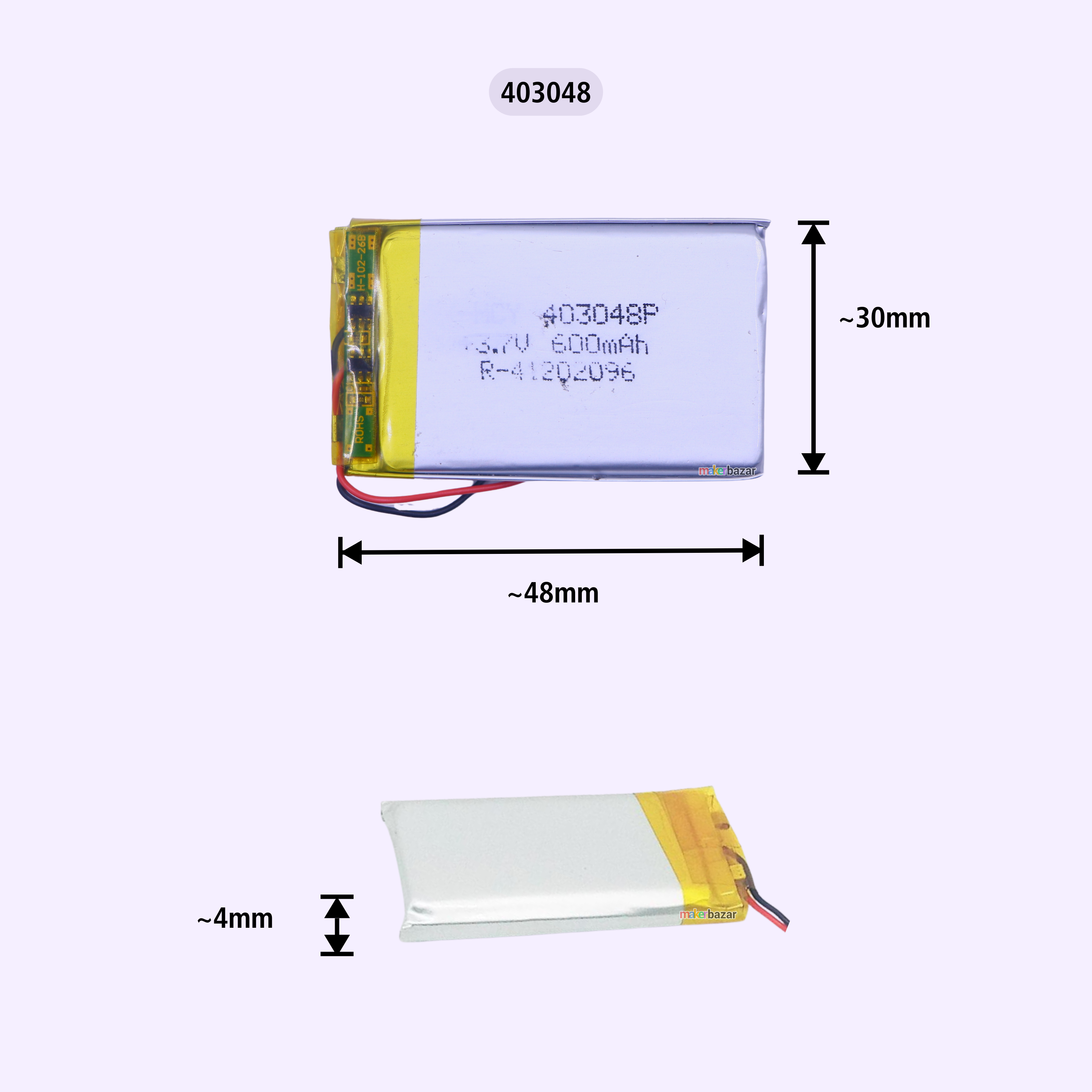 KP 3.7V 600mAh LiPo Battery – Single Cell Lithium Polymer Pack
