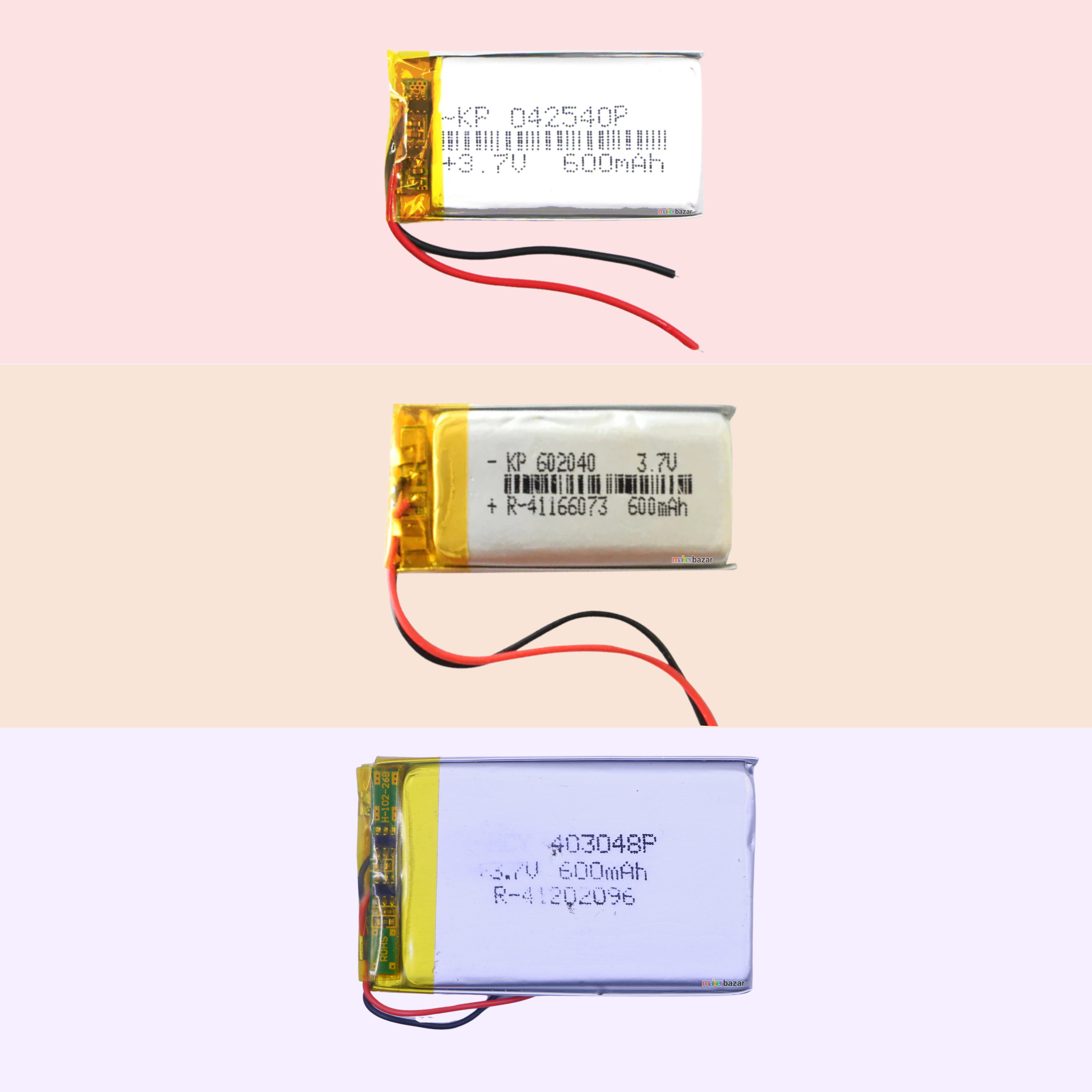 KP 3.7V 600mAh LiPo Battery – Single Cell Lithium Polymer Pack