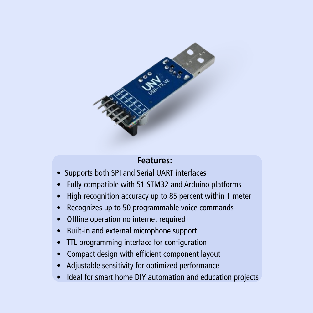 LD3320 Offline Speech Recognition Module – Serial and SPI Compatible with 51 STM32 Arduino