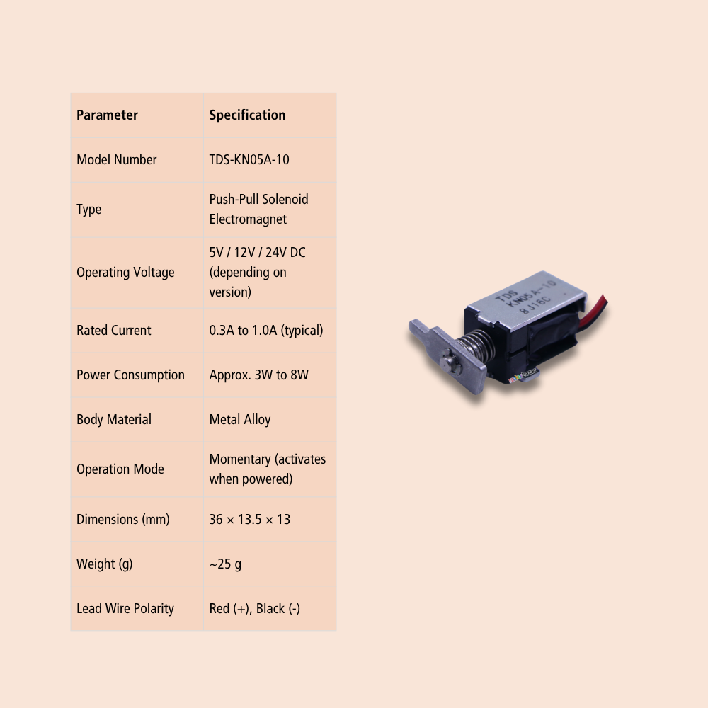 TDS-KN05A-10 DC Mini Push-Pull Solenoid Electromagnet – 5V/12V/24V
