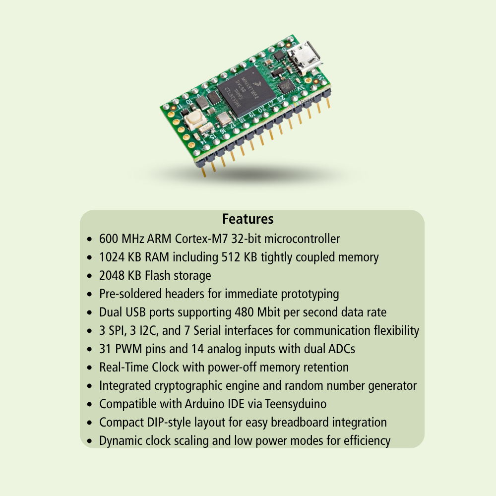 Teensy 4.0 Development Board with Pre-Soldered Headers – ARM Cortex-M7 600MHz Microcontroller