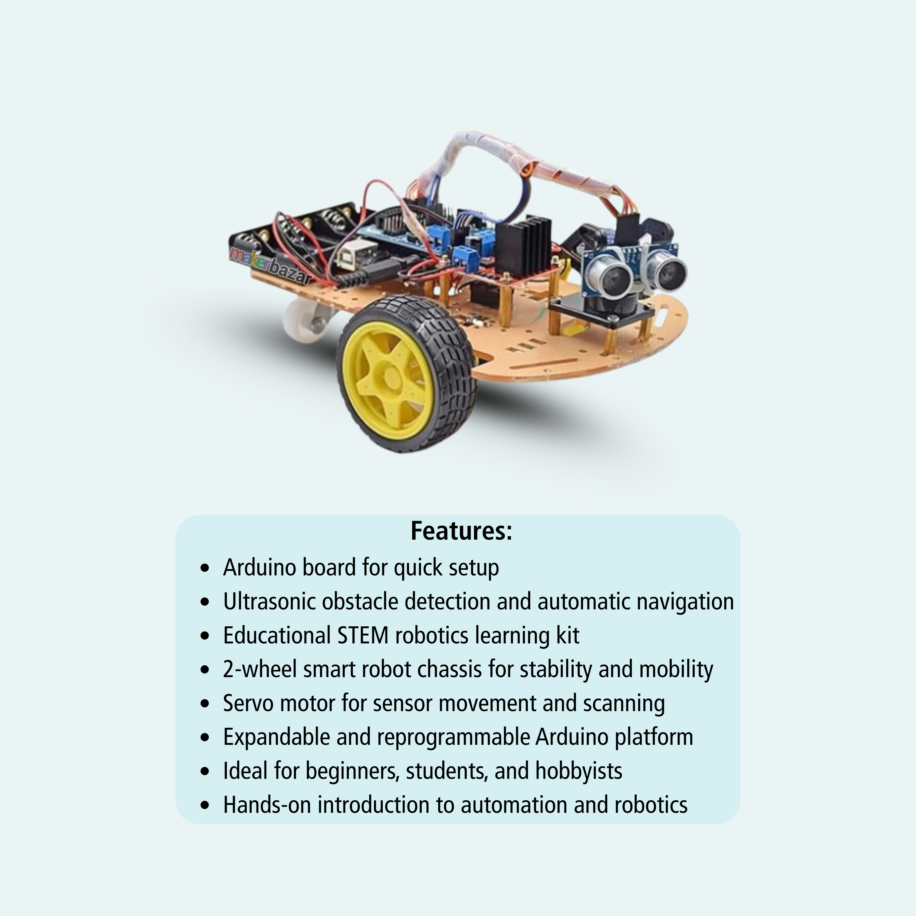 Arduino Obstacle Avoiding Robot Kit with Ultrasonic Sensor