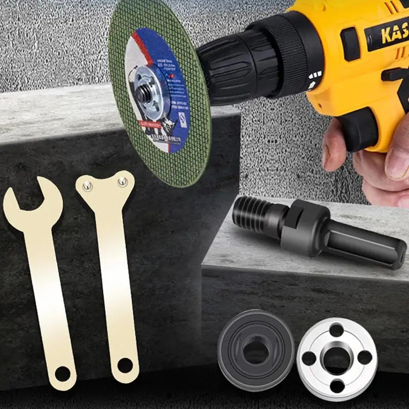 Drill Angle Grinder Adapter with Flange Nut Parts 5pcs Set