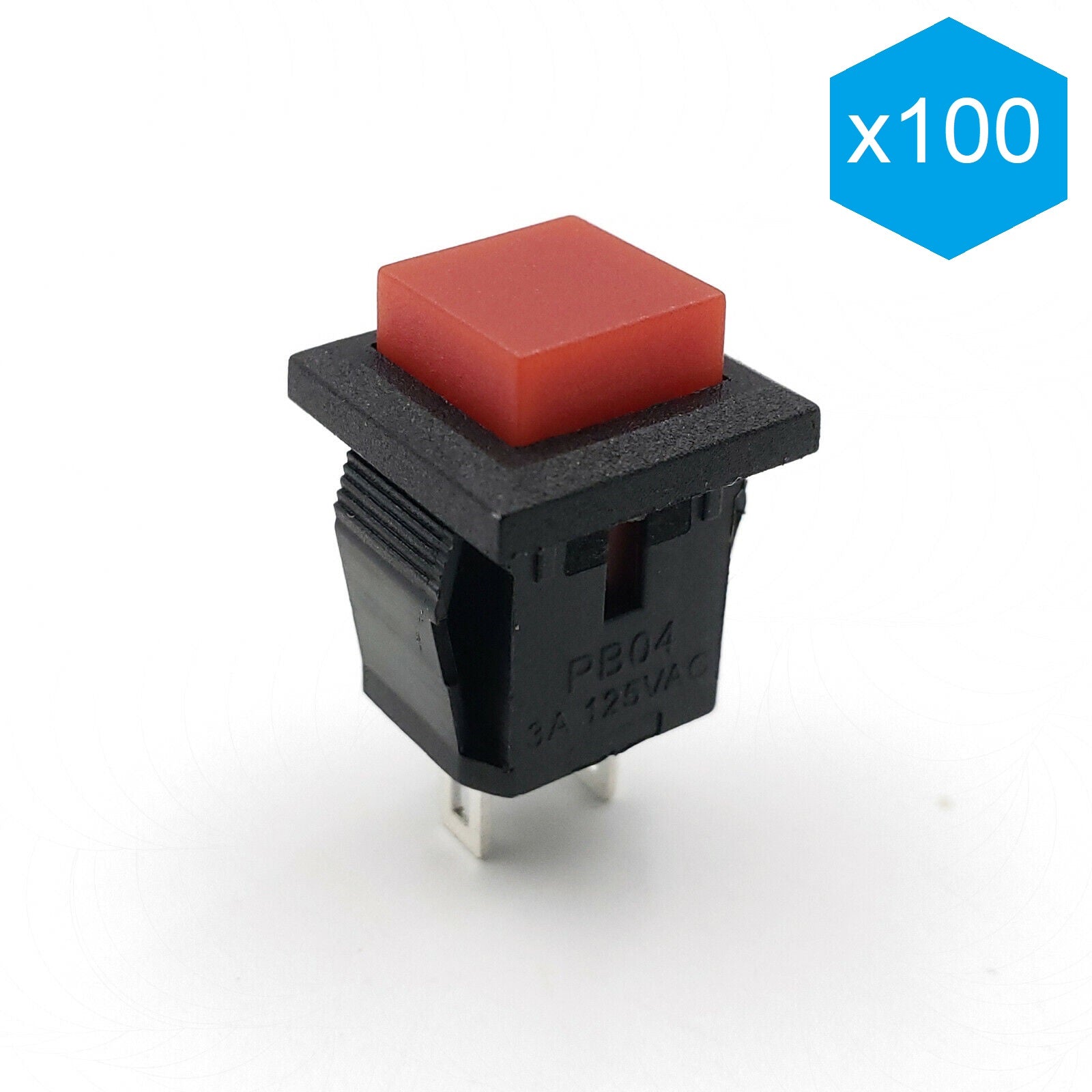 14x14 Square OFF-MOM Momentary 2Pin SPST Only Push Button Switch