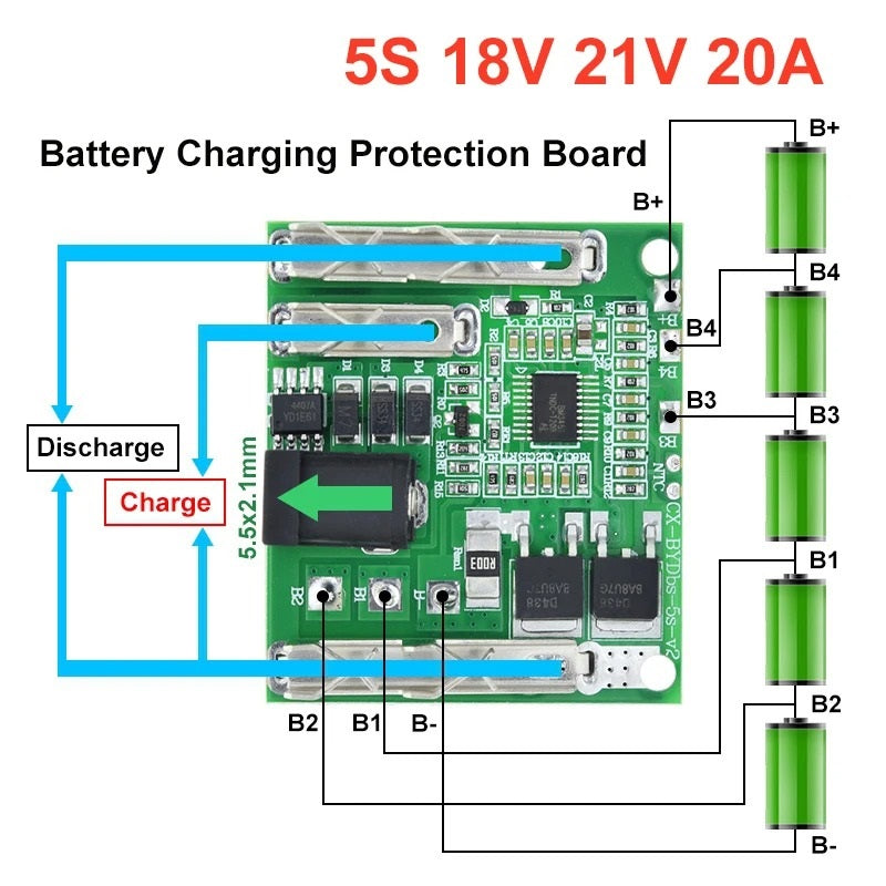 5S 18V 21V 20A Lithium Battery Charging Protection Board