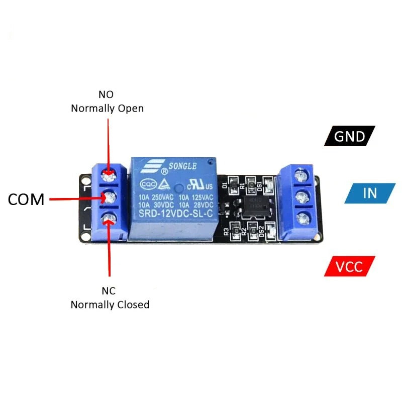 Single-Channel Relay Optocoupler Module with 2 Screw Terminal Blocks
