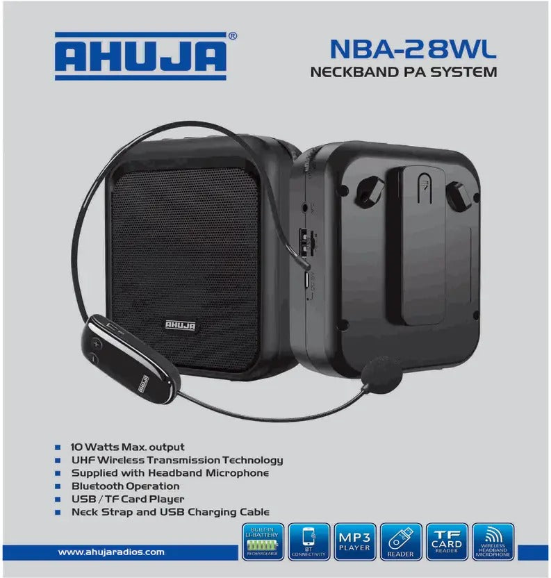 Ahuja Wireless Neckband NBA 28WL with Bluetooth,USB & Recording Microphone