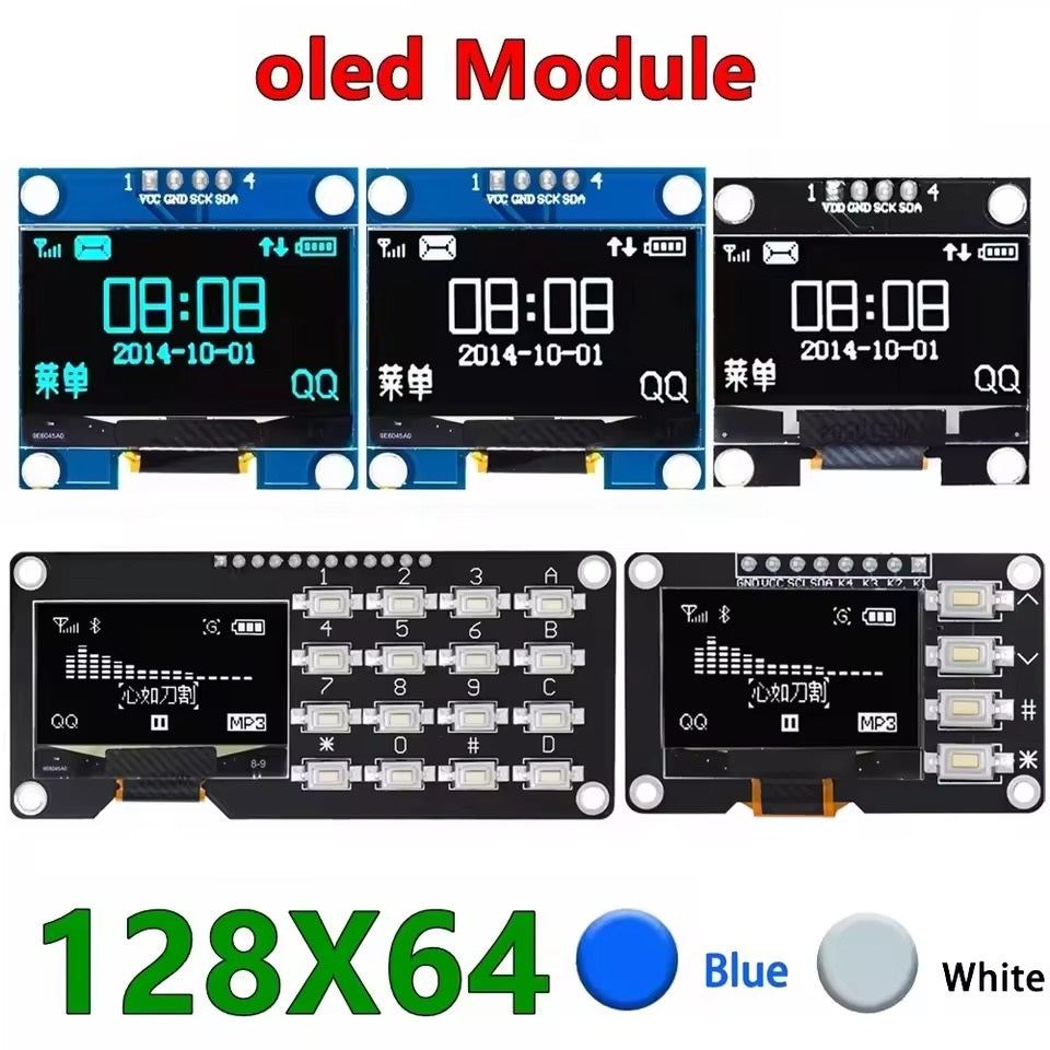 0.96In 12864 SSD1315 OLED I2C Display Module with 4 Buttons