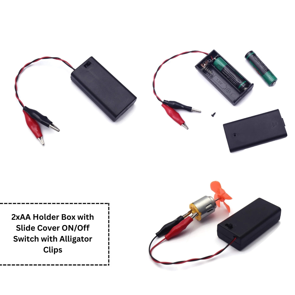 AA Cell Holder Close Plastic Case With Wire & Cover