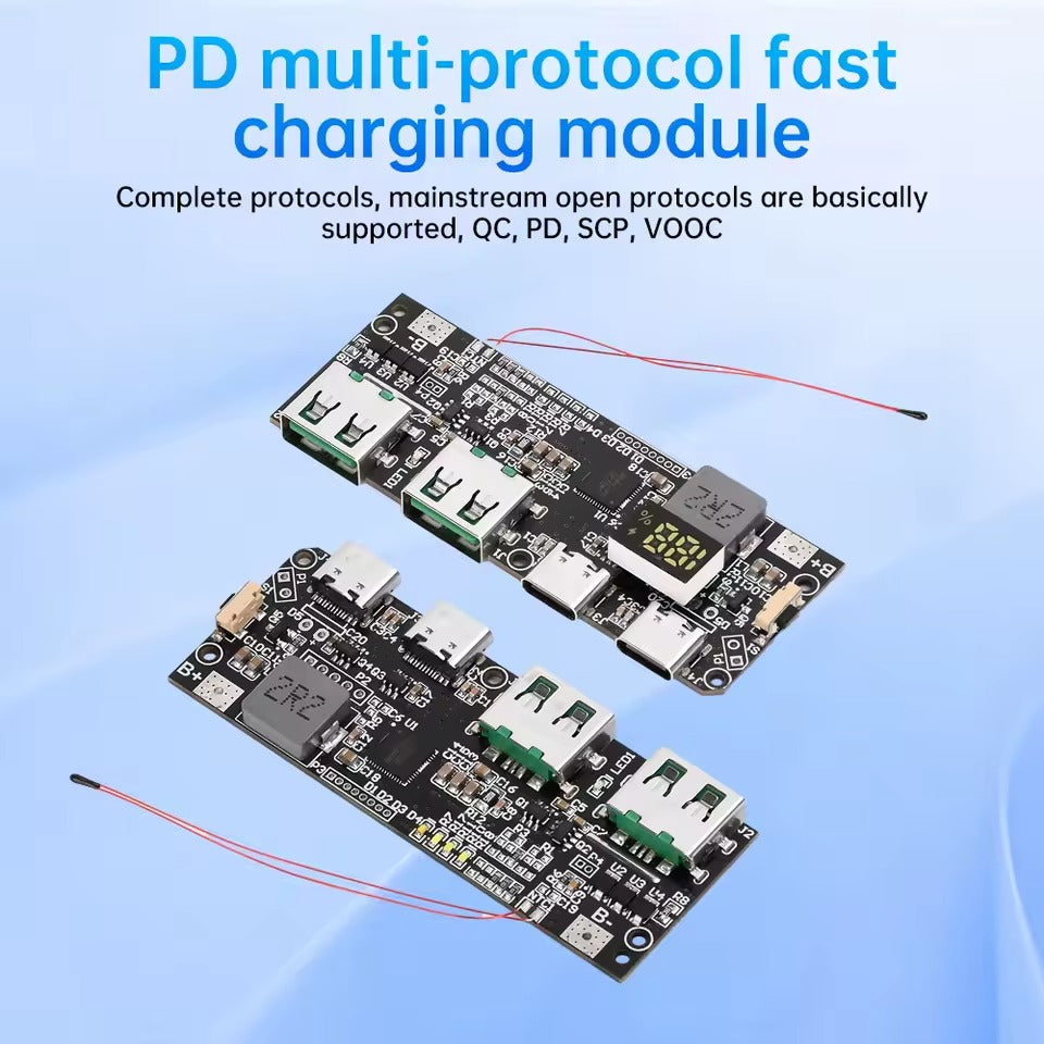22.5W Multi-Protocol PD Quick Charging Power Bank Module 2xUSBA 2xTYPEC