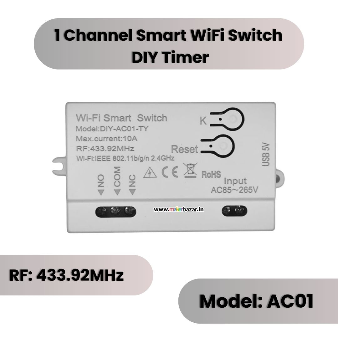 DIY-AC0x-TY AC Tuya Smart WiFi+RF Switch DIY Timer