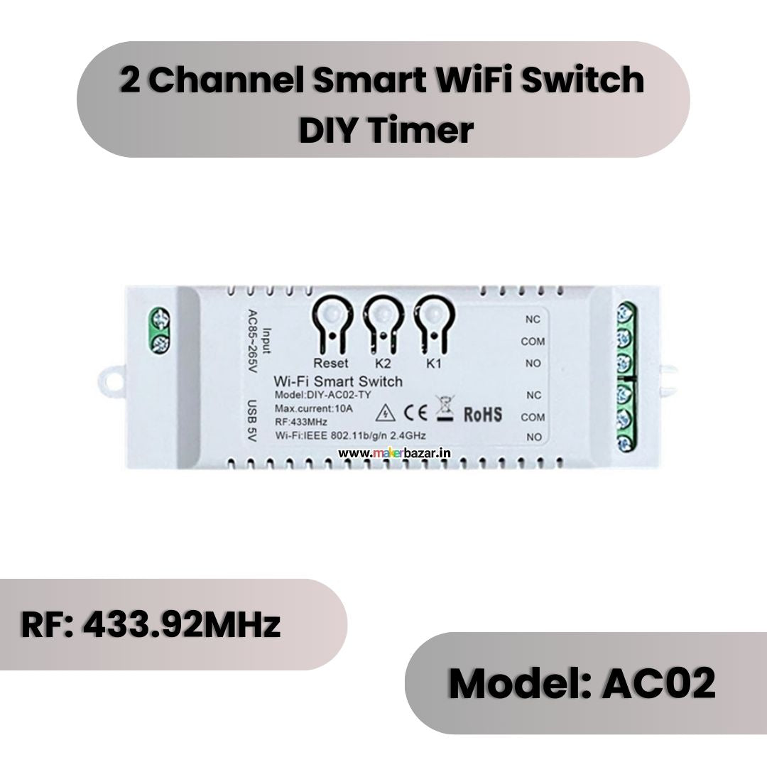 DIY-AC0x-TY AC Tuya Smart WiFi+RF Switch DIY Timer