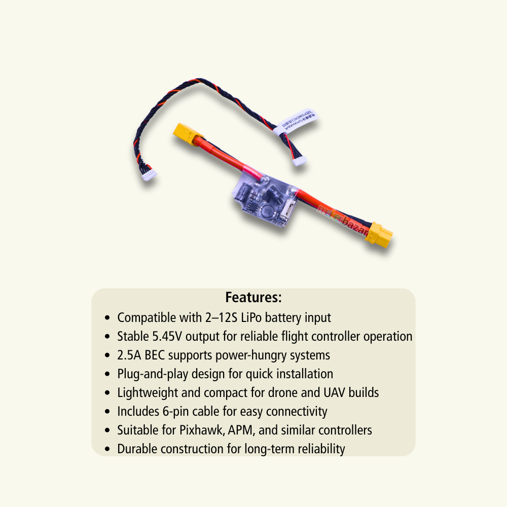 Radiolink 5.45V 2.5A BEC Power Module (2–12S) for Pixhawk & APM