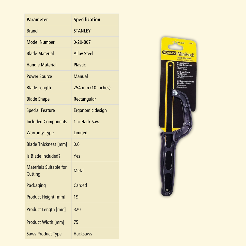 STANLEY 0-20-807 MiniHack Utility Hacksaw