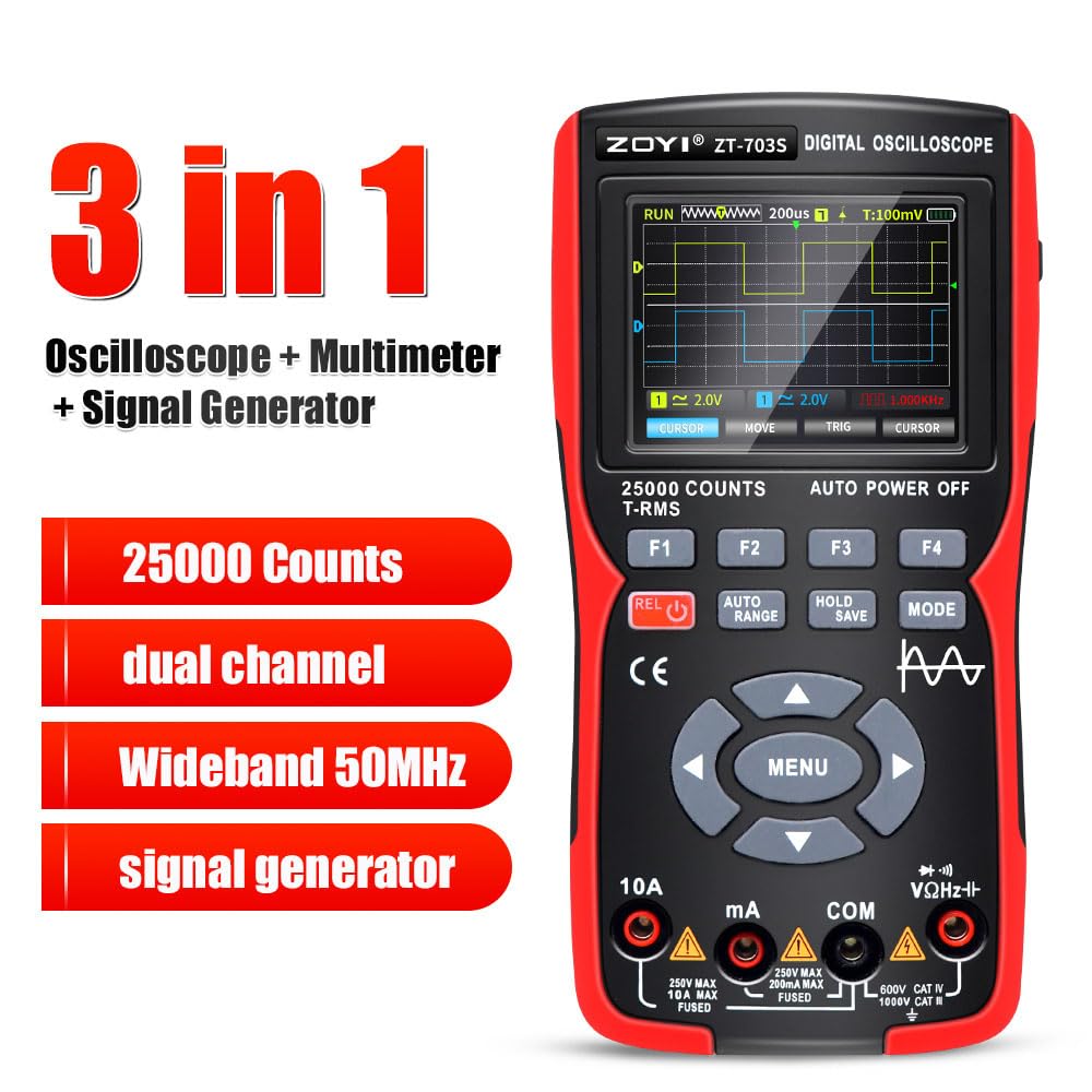 Zoyi: ZT-703S: 3-in-1 Handheld Digital Oscilloscope and Multimeter