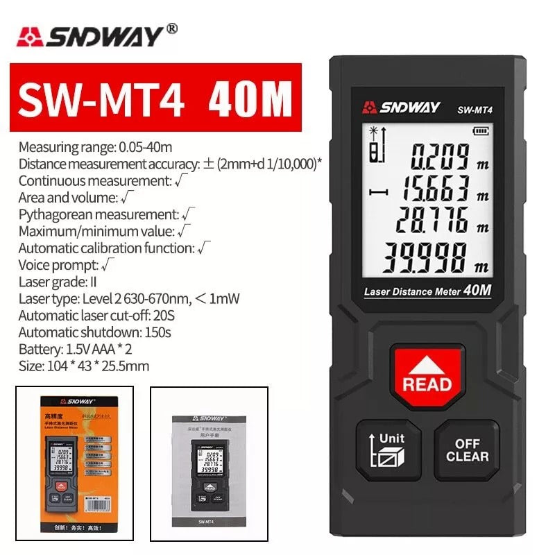 SW-MT4 40M Laser Distance Meter – High Precision Infrared Rangefinder
