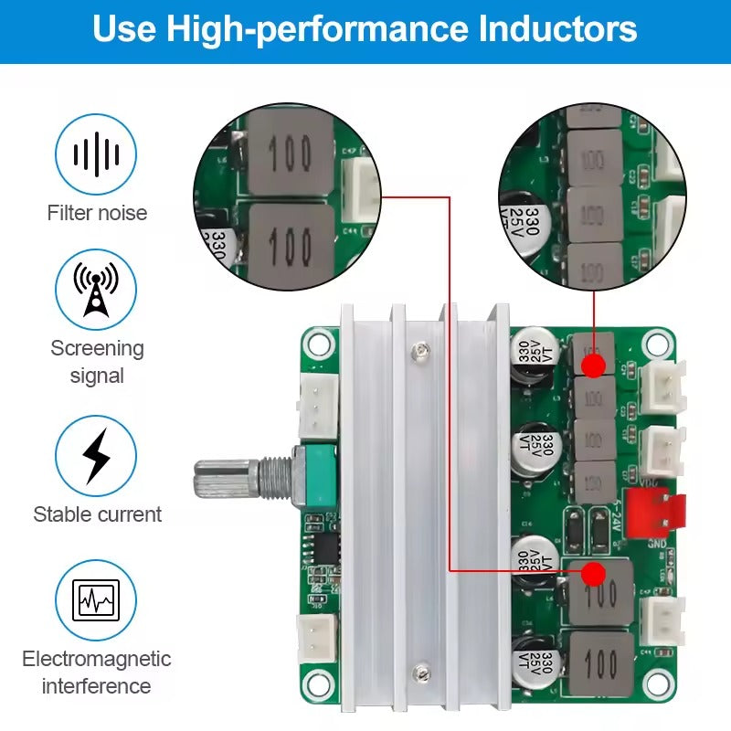 2x50W+100W 2xTPA3116D2 12-24VDC 2.1-Channel Audio Power Amplifier Module