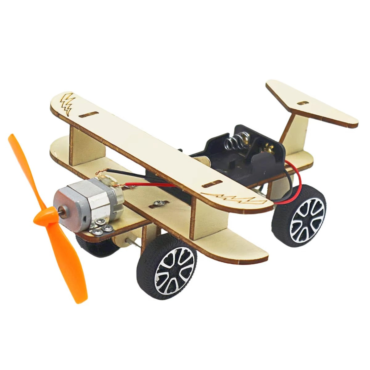 Wooden DIY Aero-Plane Single-Propellor Double-Wing Glider MDF Kit