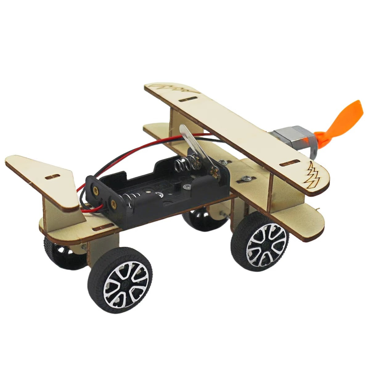 Wooden DIY Aero-Plane Single-Propellor Double-Wing Glider MDF Kit