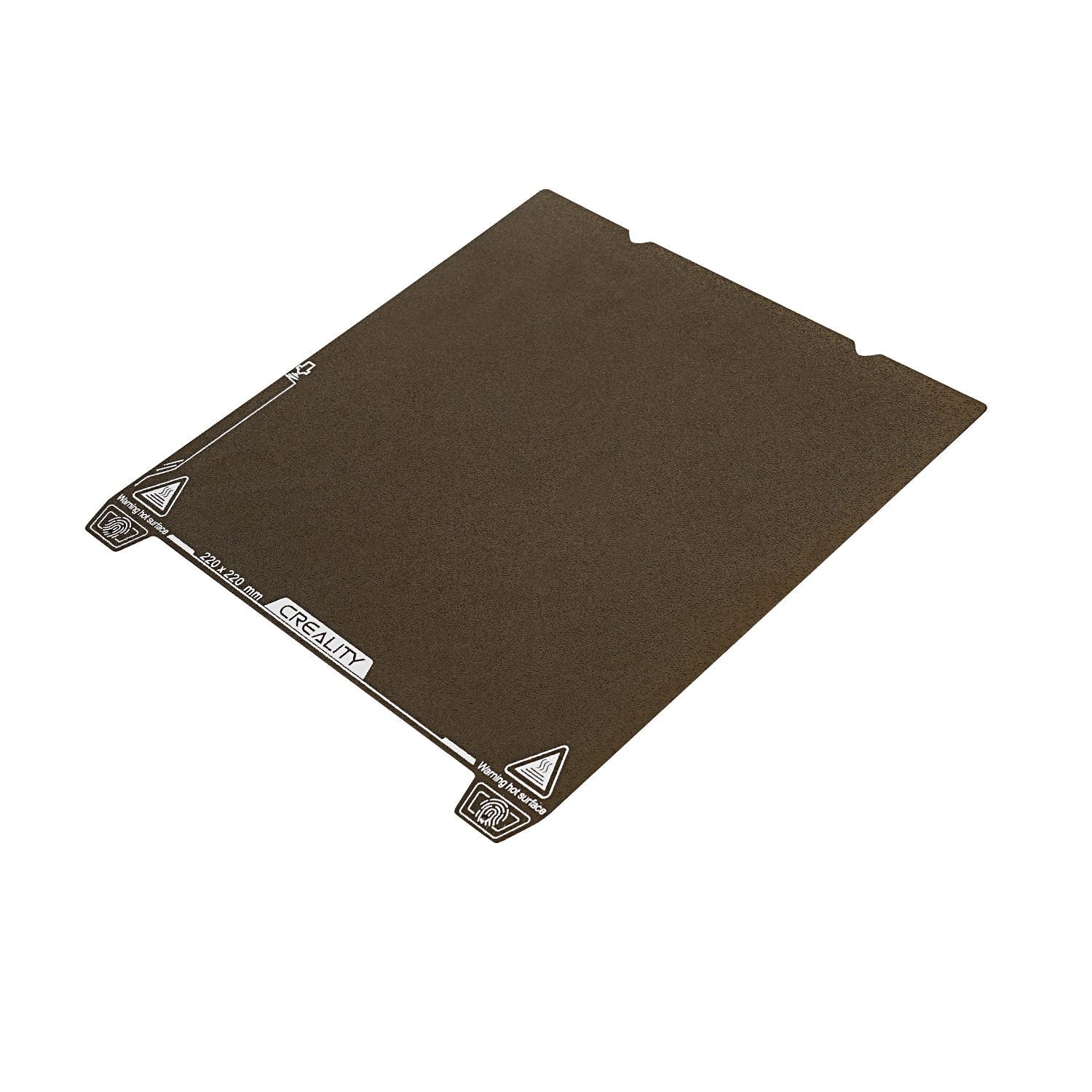 Brown Creality heat bed mat on a white background
