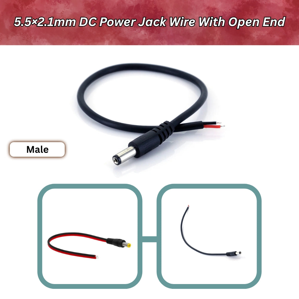 5.5×2.1mm DC Power Jack Wire With Open End
