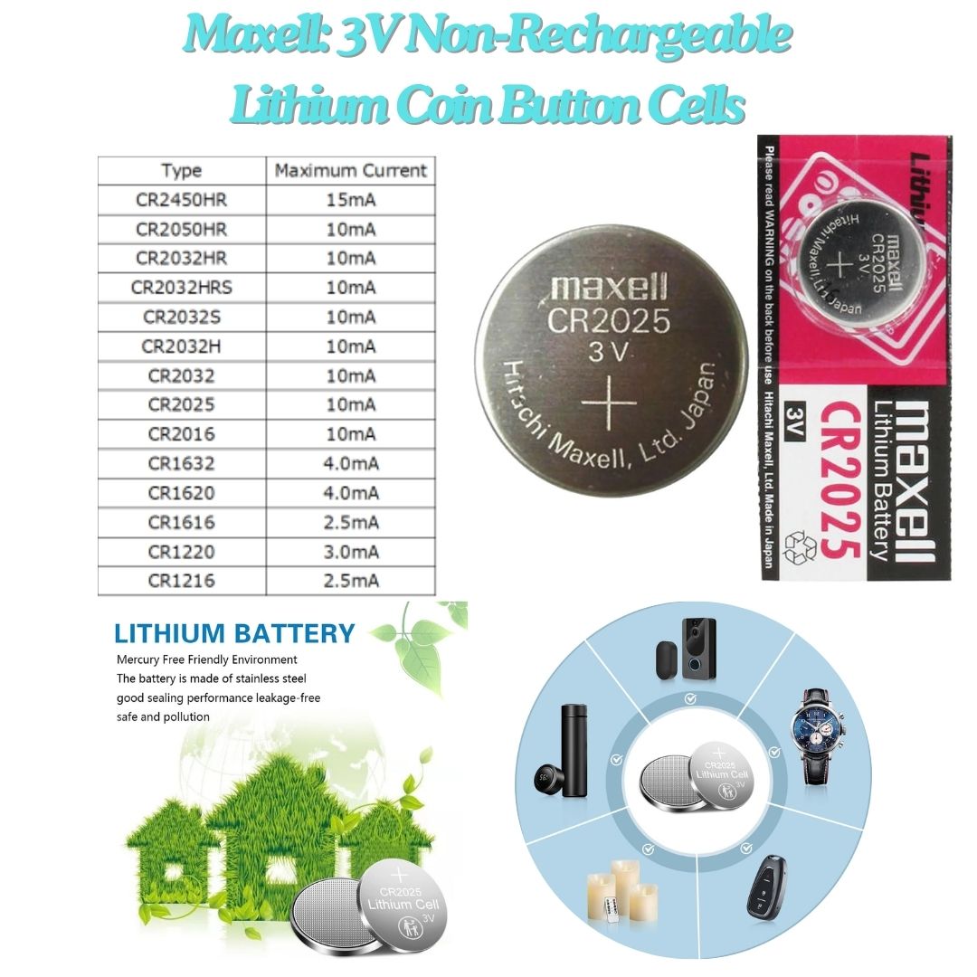 Maxell: 3V Non-Rechargeable Lithium Coin Button Cells