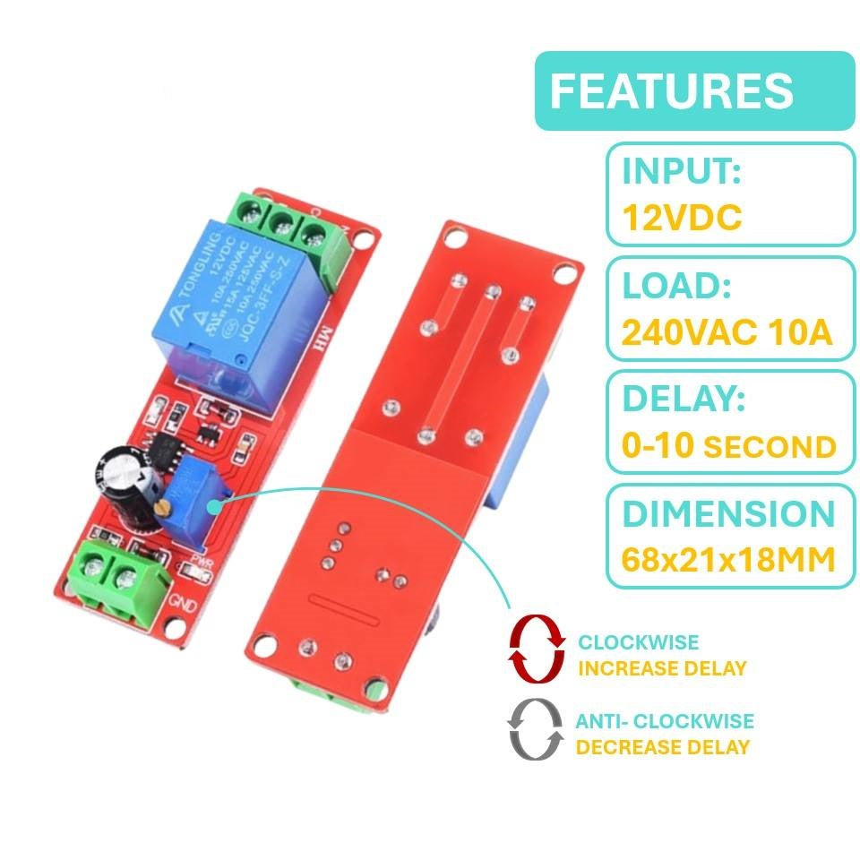 NE555 Delay Timer Switch Adjustable Relay Module