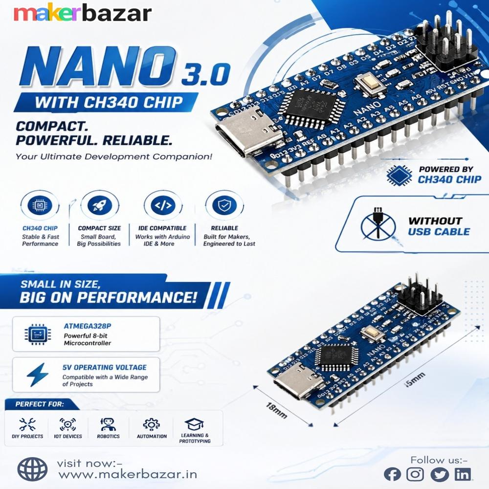 Nano 3.0 with CH340 Chip without USB cable