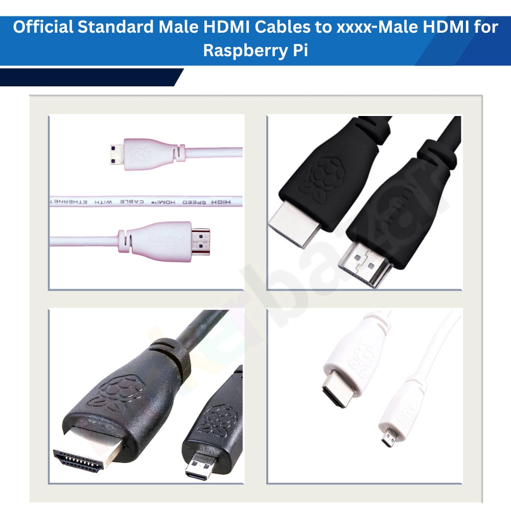 Official Standard Male HDMI Cables to xxxx-Male HDMI for Raspberry Pi