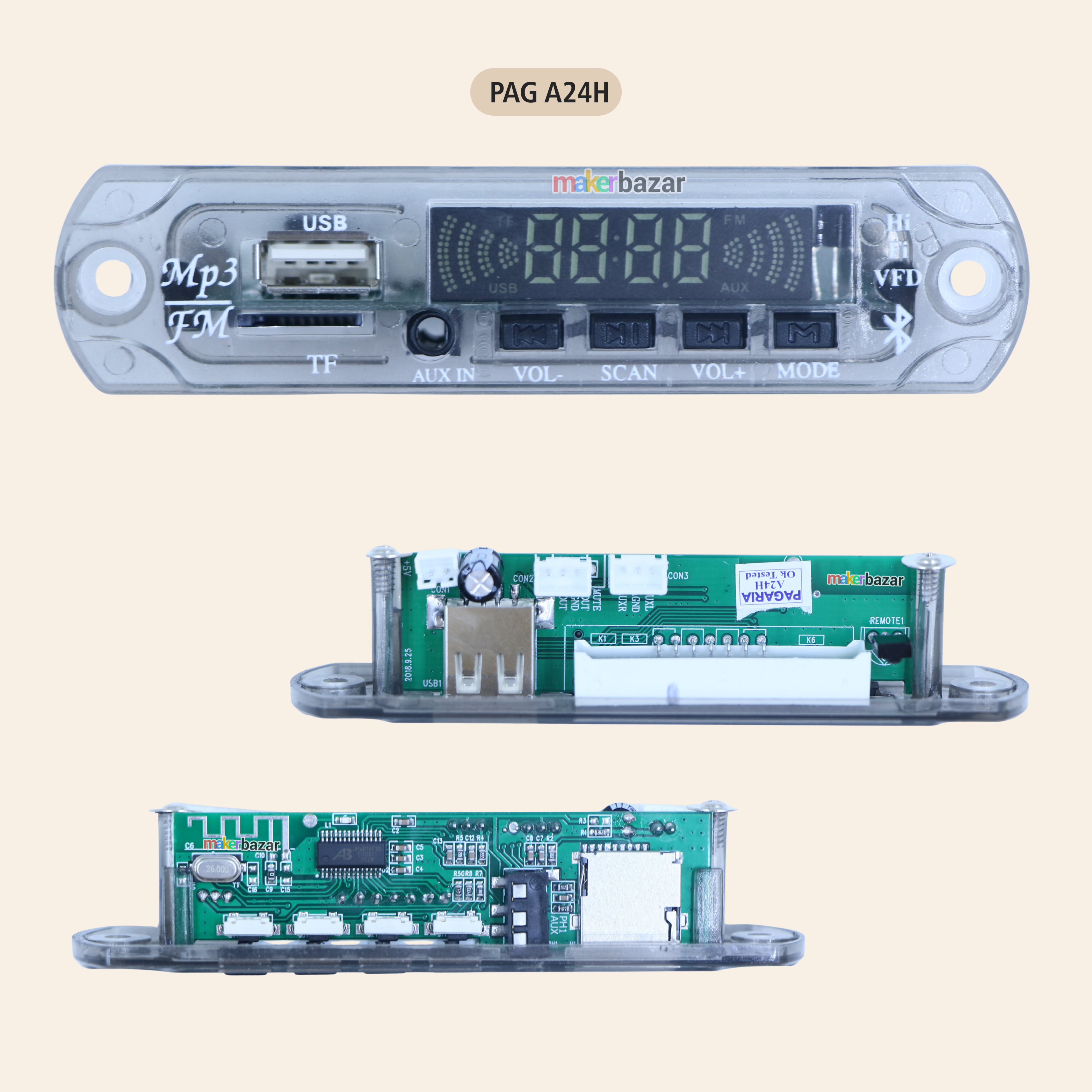 Pagaria Music Player Audio Decoder Module with Frame + Display