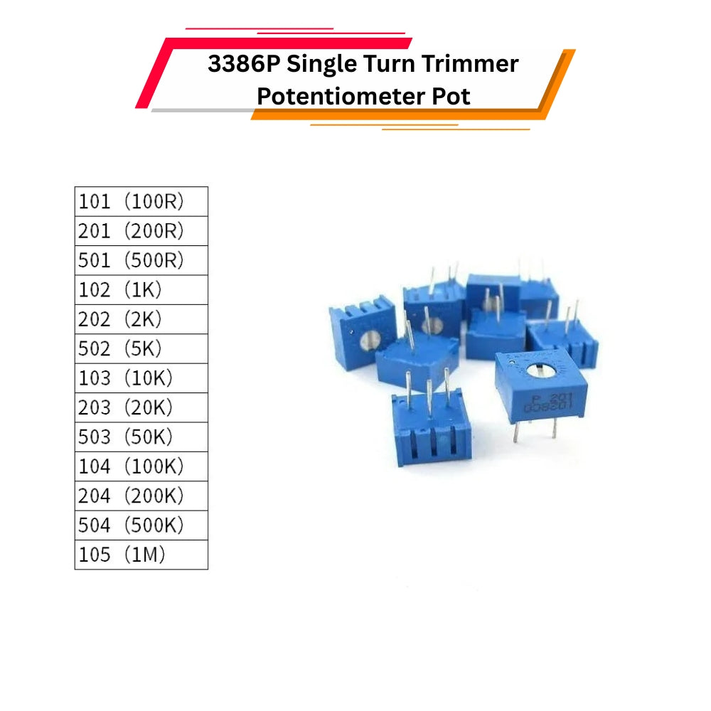 3386P POT PCB Mounted Single Turn Adjustable Potentiometer