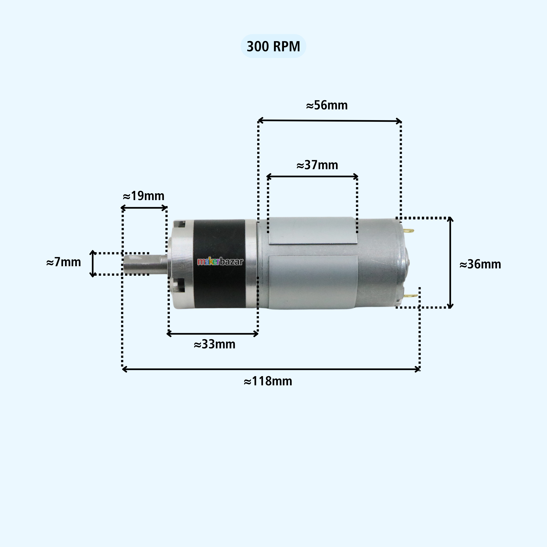 PG36-555 Planetary Gear 12V High Torque Metal Gear DC Motor