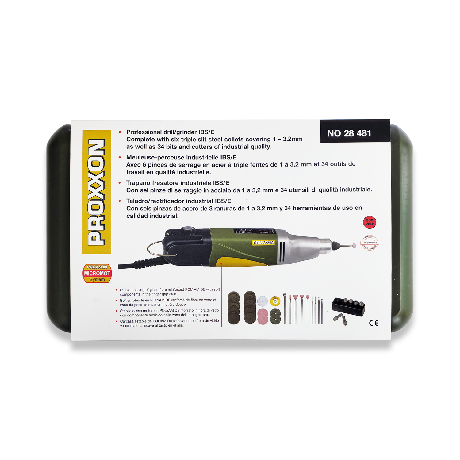 Proxxon 28481 Professional Rotary Tool IBS/E with 34 Assorted Bits and Cutters