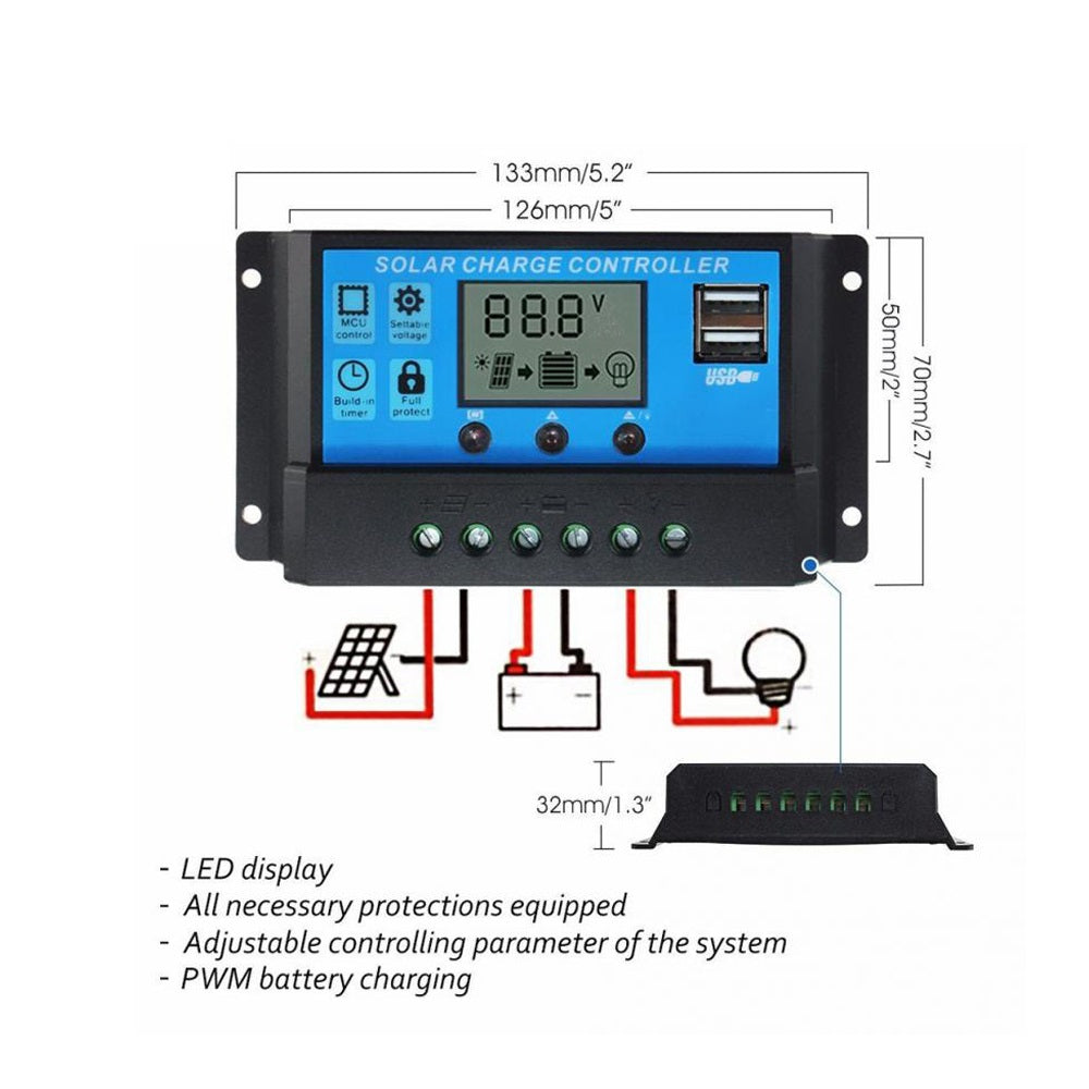 12V/24V PWM Solar Charge Controller