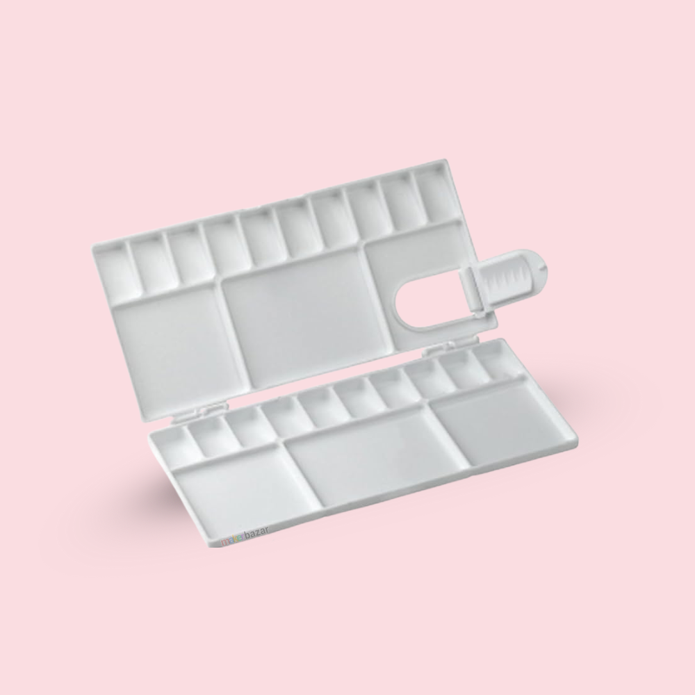 Painting Palette with Lid – Reusable Plastic Artist Mixing Tray (20×9.5cm)