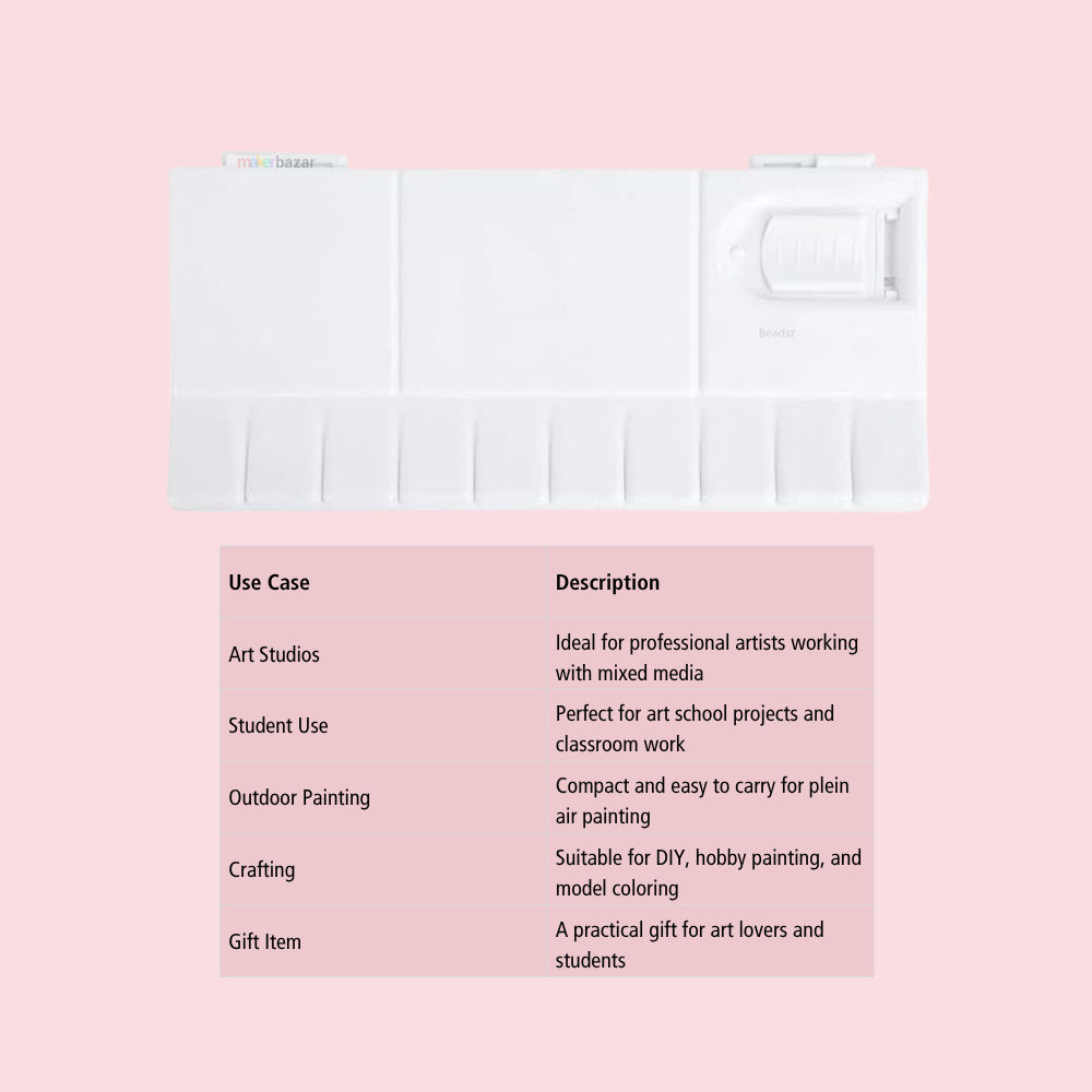 Painting Palette with Lid – Reusable Plastic Artist Mixing Tray (20×9.5cm)