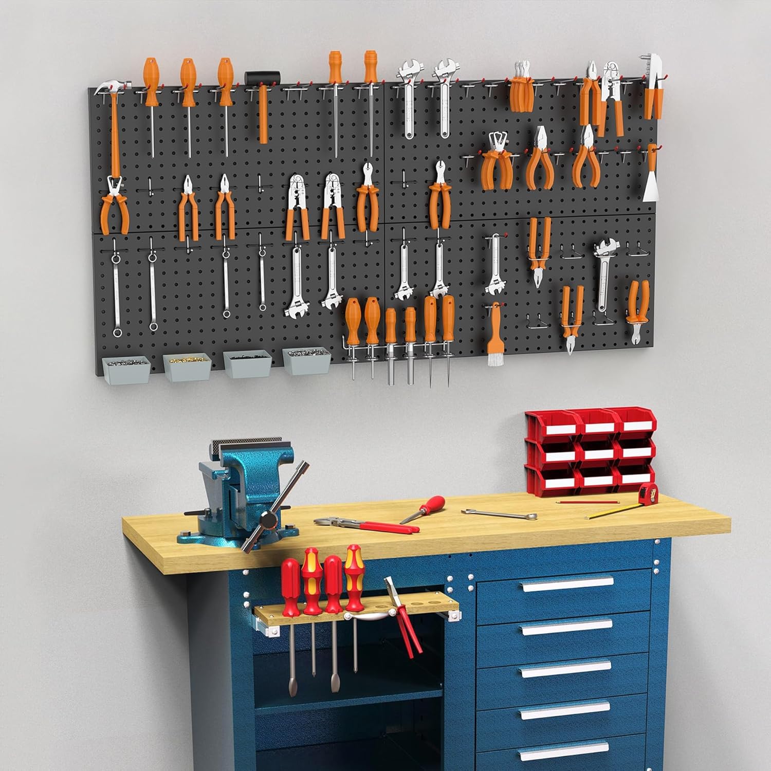 24x48in Metal Pegboard Kit with Accessories for Wall Garage Tools Storage board System