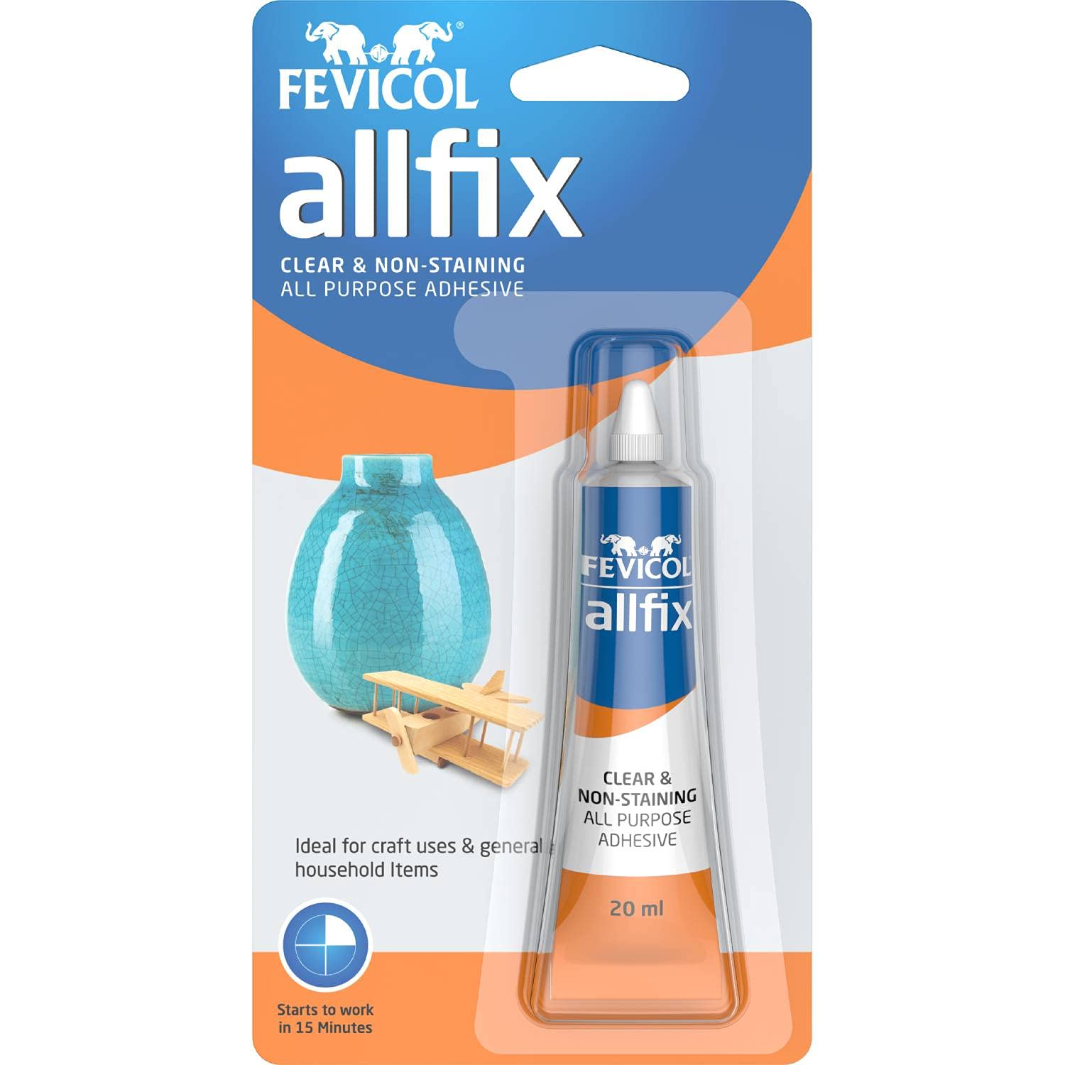 Pidilite Fevicol Multi-Purpose Allfix Clear & Non-Staining Adhesive (20ml)