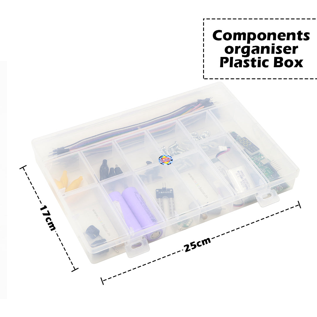 Non-Uniform Fixed Partition Clear Plastic Box Component Organiser