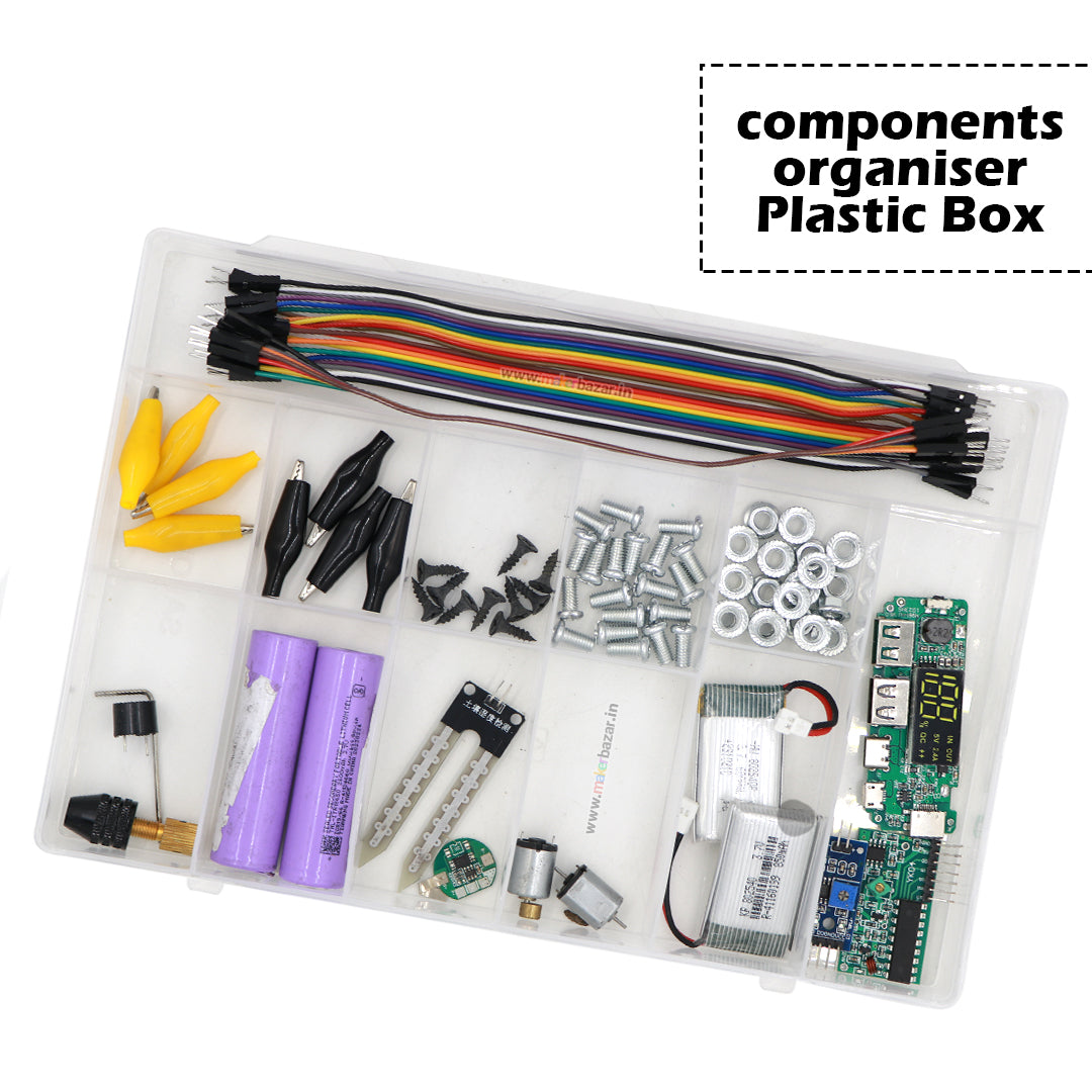 Non-Uniform Fixed Partition Clear Plastic Box Component Organiser