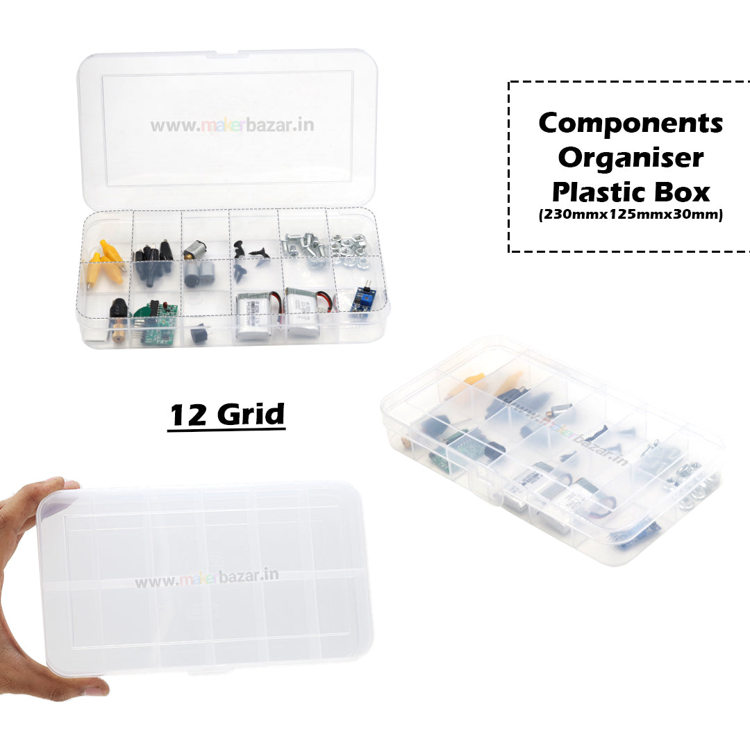 Uniform Fixed Partition Clear Plastic Box Component Organiser