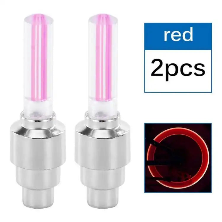 LED Flash Light Lamp For Bicycle Wheel Valve Sealing Caps (2pcs)