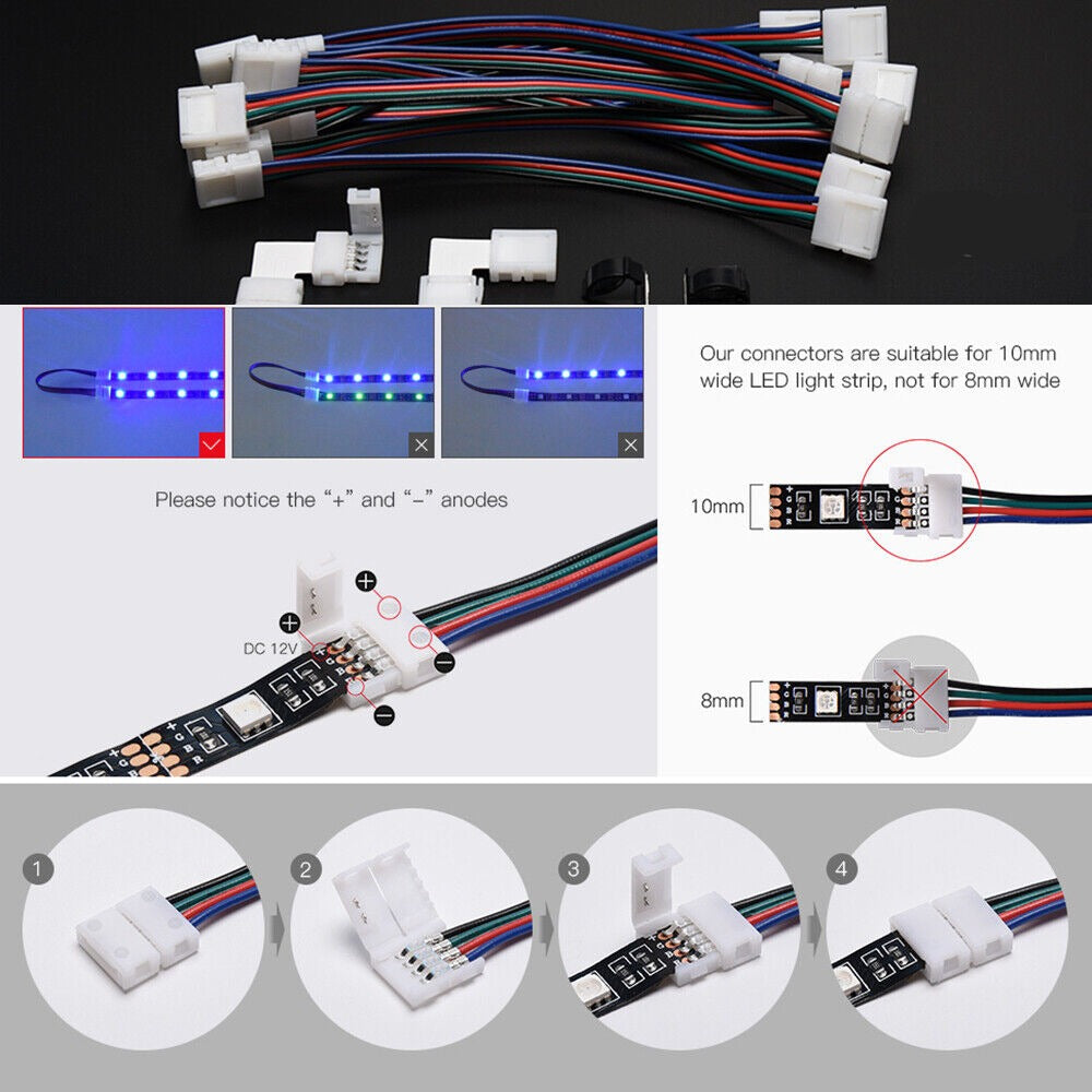 RGB LED Strip Wire Male/Female Connector Cable for 5050 3528 Light