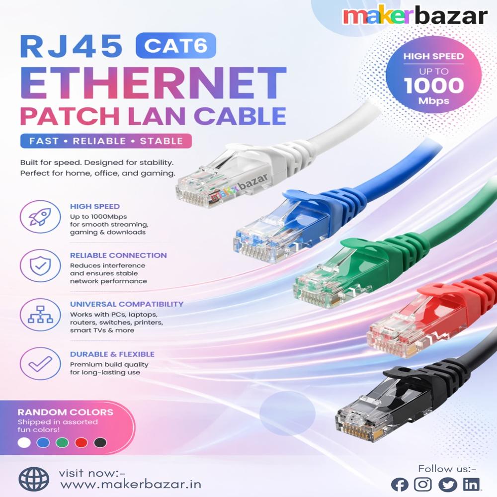RJ45 CAT6 Ethernet Patch LAN Cable (Random Colors)
