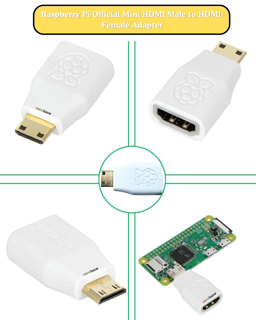 Raspberry Pi Official Mini HDMI Male to HDMI Female Converter