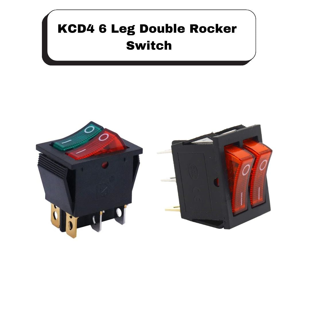 KCD4 KCD8 16A 250V SPST ON-OFF 6 Leg Double Rocker Switch